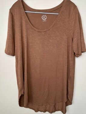 Maurices Women’s Large Brown Scoop Neck Relaxed Short Sleeve Rayon Tee